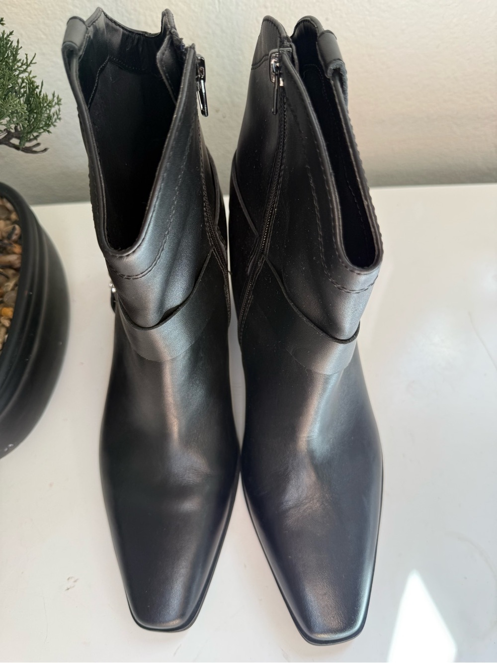 open edit Western boots black size 9.5 Harness Ankle Booties with Ring Detail - Picture 2 of 5